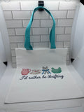 Canvas Tote Bag Featuring I’d rather be thrifting Theme with a Light Blue Handle-13.7x11.8