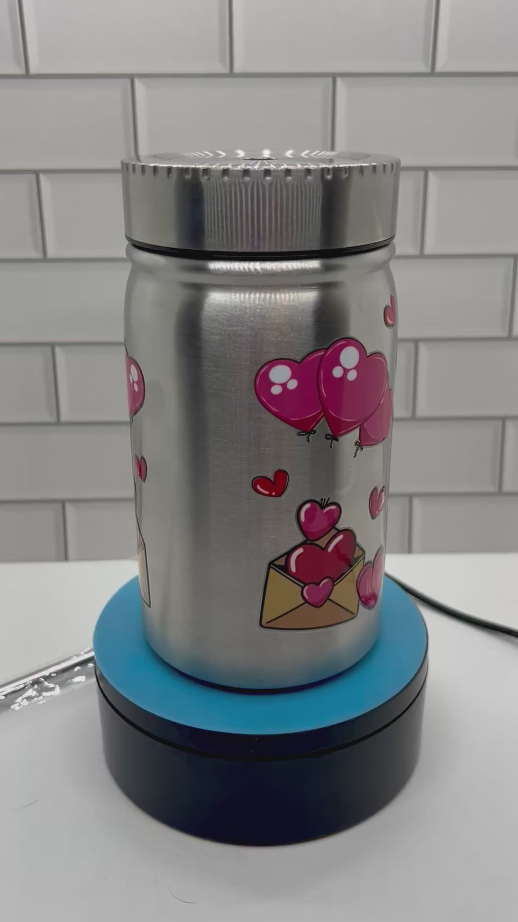 Gobelet métallique Mason Jar de 17 oz sur le thème de la Saint-Valentin