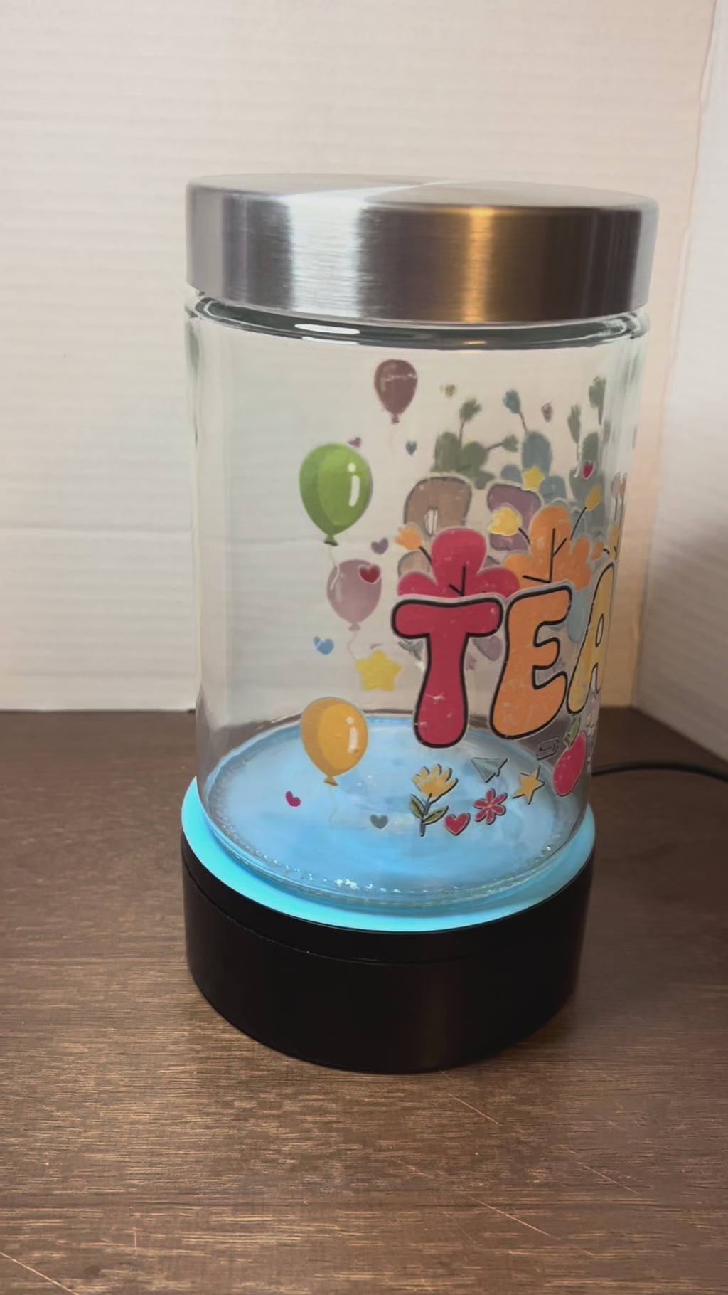 Bocal en verre avec couvercle en métal, motif belle enseignante, 1,1 litre