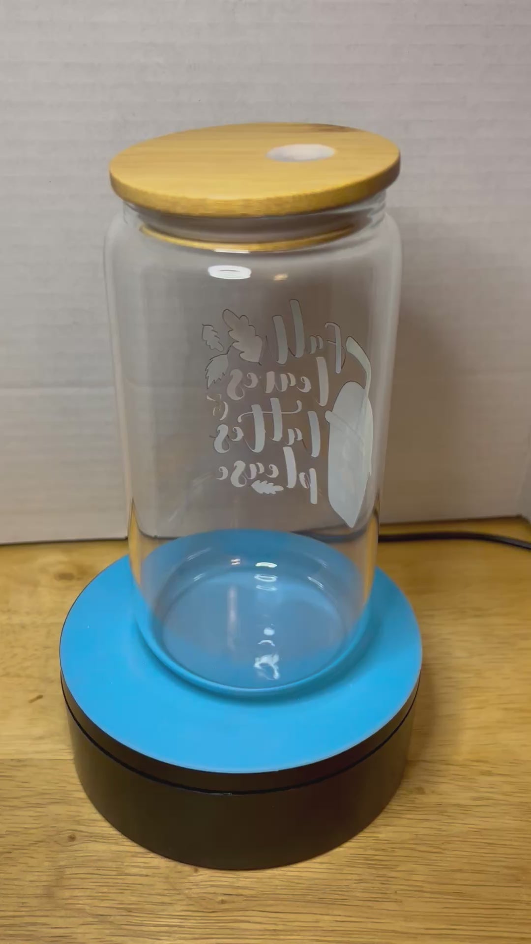 16 oz Glass Tumbler with a bamboo lid featuring a Beautiful Design, comes with metal straw and cleaning brush
